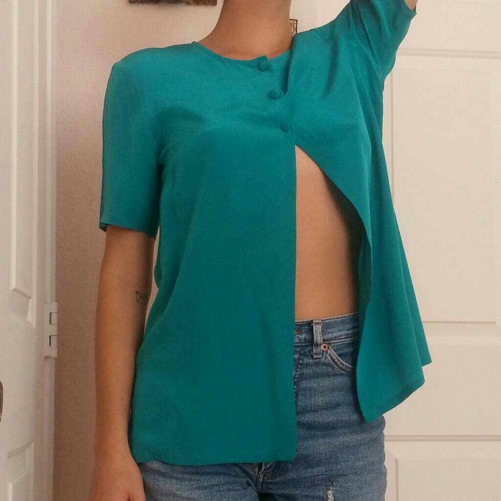 Vintage teal blouse